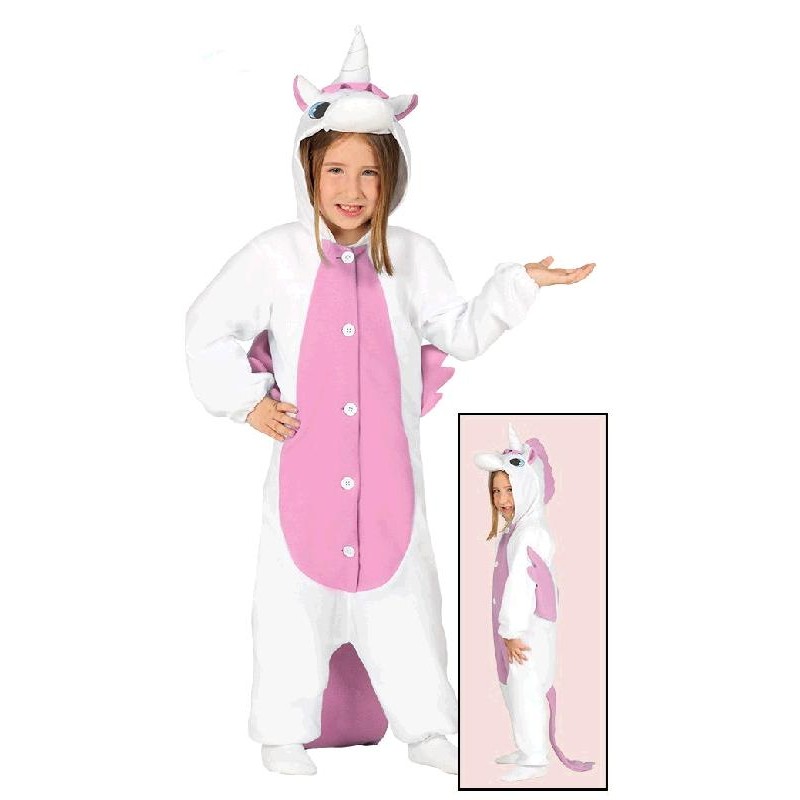 Disfraz de Unicornio Blanco Rosa Pijama para niña
