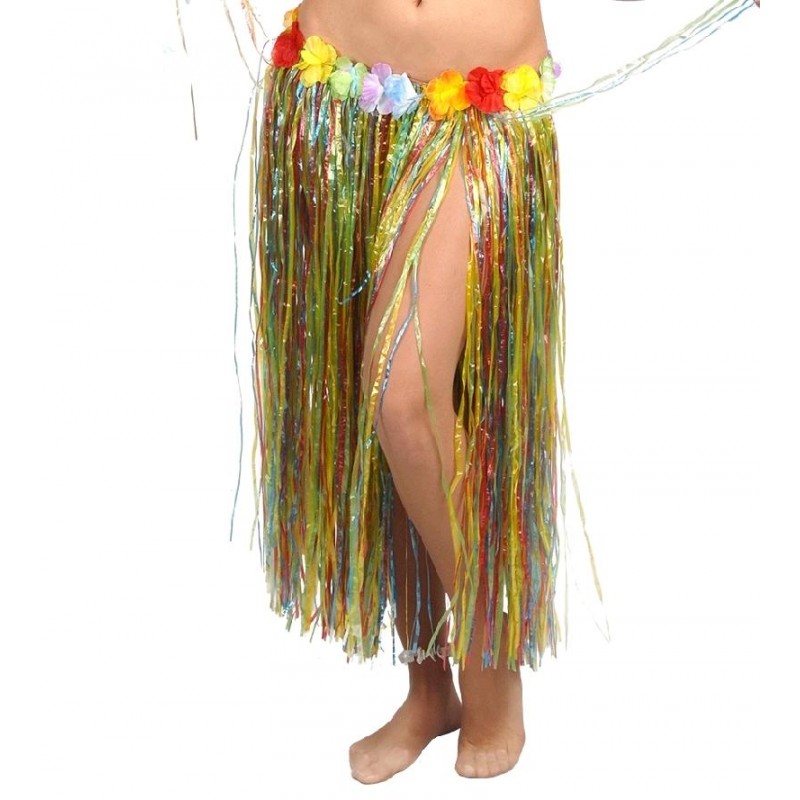 Falda Hawaiana Flores Multicolor 75 cm.