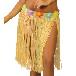 Falda Hawaiana Color Paja...