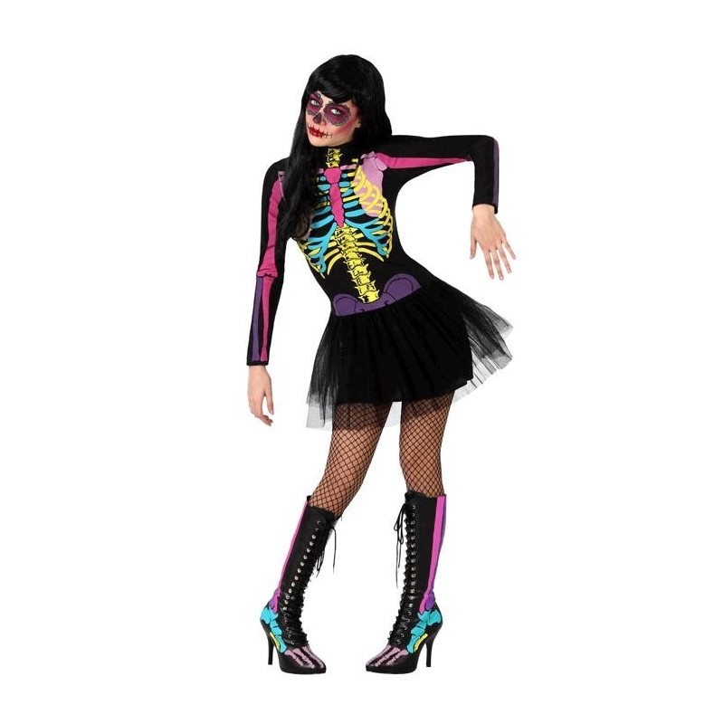 Disfraz de Esqueleto Sexi Colores para mujer