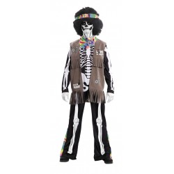 Disfraz de Esqueleto Hippie para hombre T-ML