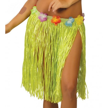 Falda Hawaiana Infantil Verde 45 cm.