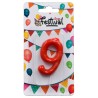Vela Roja Número 9 para Celebrar Cumpleaños y Aniversarios