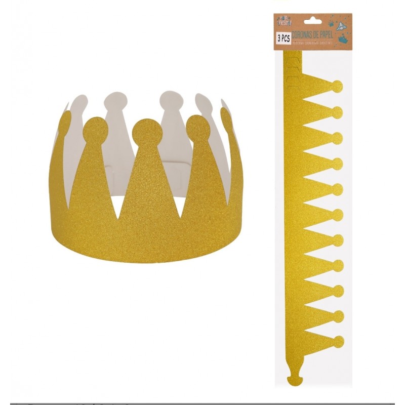 Corona de Cartón Dorado 3 Unidades