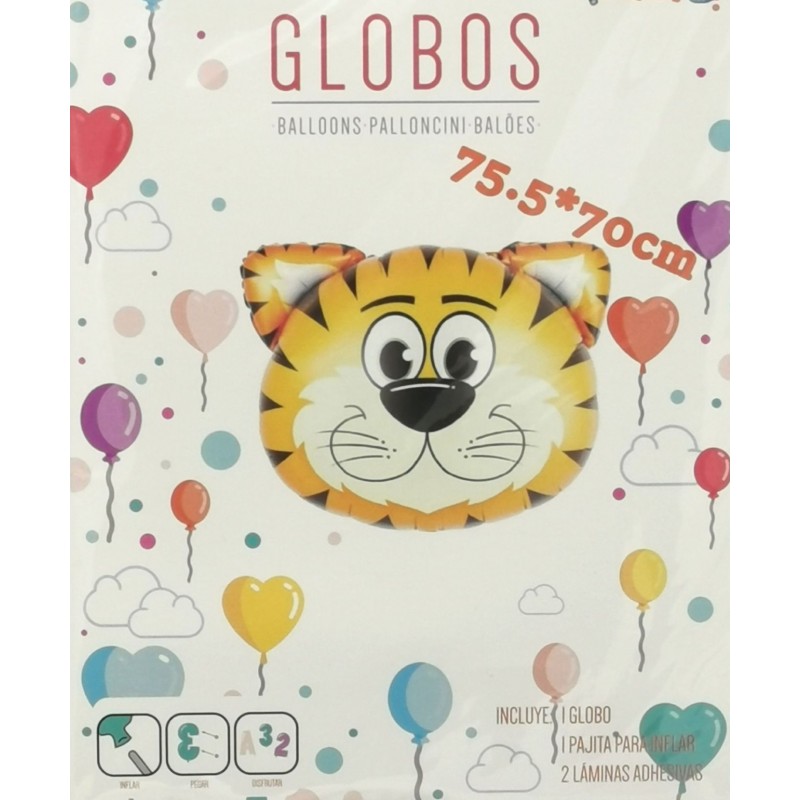 Globo Cabeza de Tigre 75.5 x 70 cm.