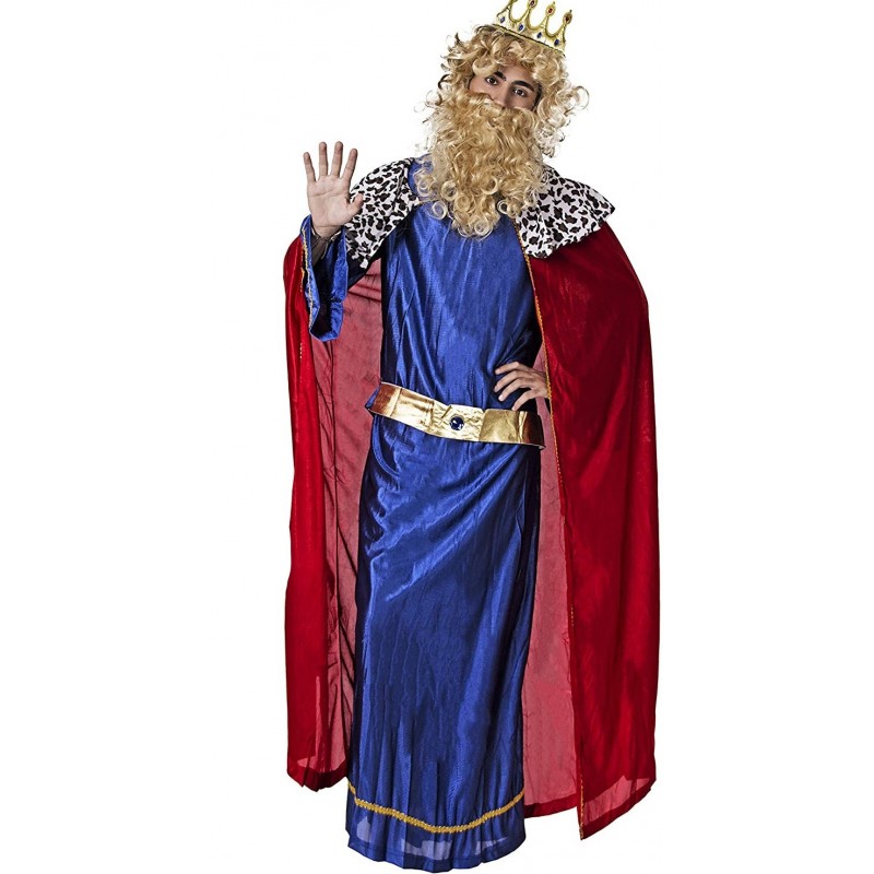 Percepción Barra oblicua Resistente Disfraz de Rey Mago Azul con Capa Roja