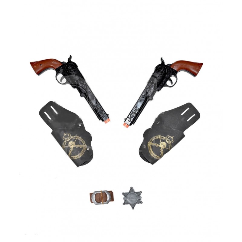 2 Pistolas con Cartucheras y Estrella 20 cm