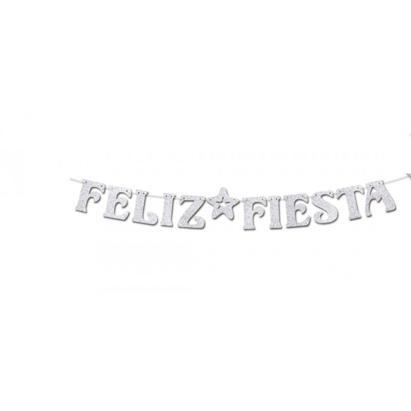 Guirnalda Feliz Fiesta Plata Purpurina 3 m.