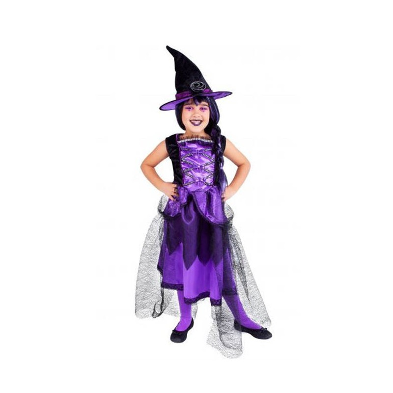 Disfraz de Bruja Chic Púrpura para niña