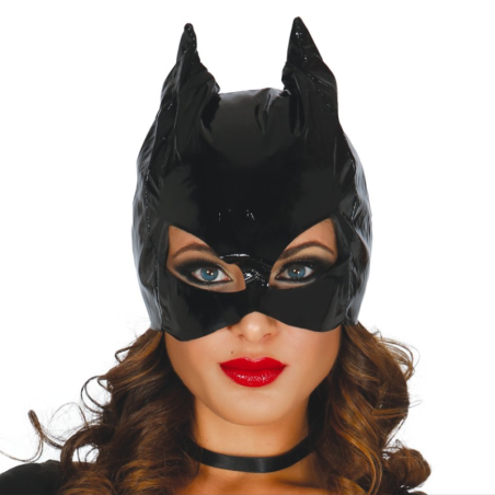 Máscara de Mujer Gata en Vinilo – Transformación Felina para Fiestas y Eventos