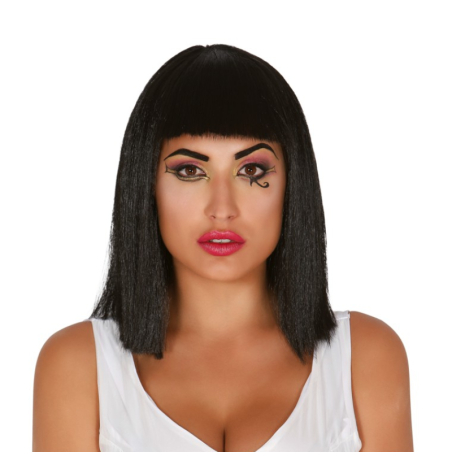 Peluca Reina Egipcia Negra – Elegancia Antigua para Disfraces Adultos