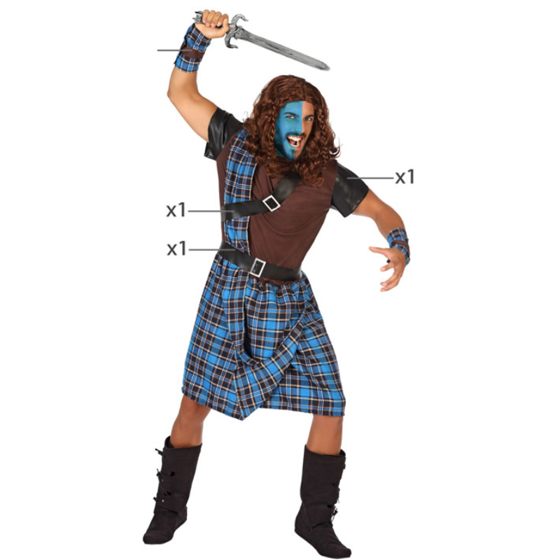 Disfraz de Guerrero Escocés Adulto - William Wallace Inspirado para Carnaval