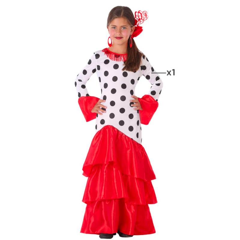 Disfraz Falda Sevillana Roja con Topos para Mujer