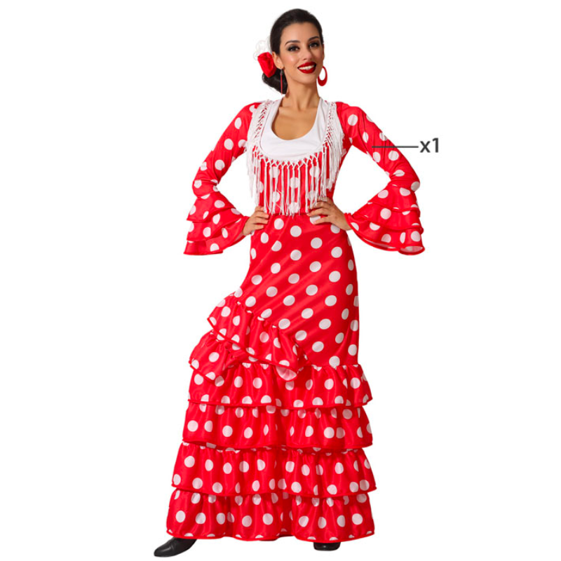 Disfraz de Sevillana Rojo con Lunares para Niña - MiDisfraz