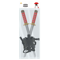 Espadas Samurai Dobles 55 cm con Funda - Accesorio Disfraz Luchador Oriental