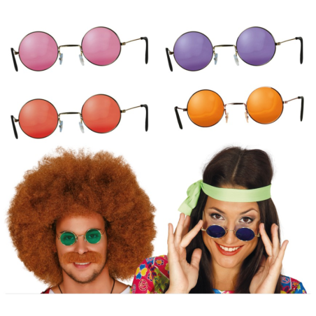 Gafas de Hippie Redondas con Cristales de Colores