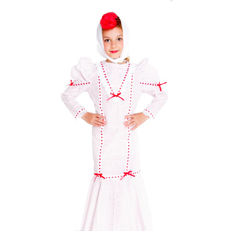 Vestido Chulapa Blanco con Pañuelo Infantil