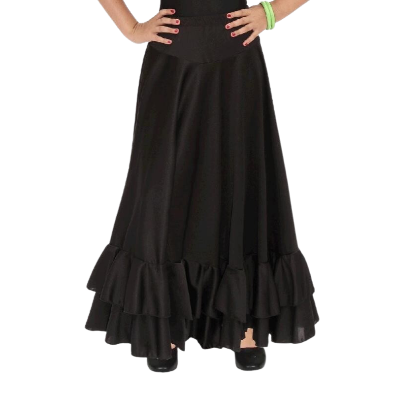 Falda Flamenca Volantes Color Negro Niña