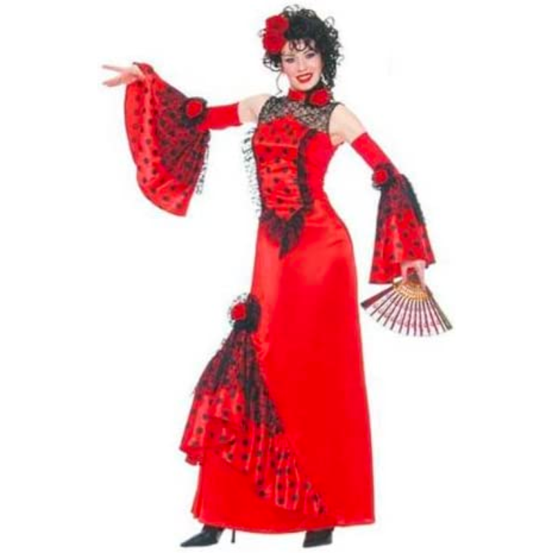 Disfraz Vestido Largo Rojo de Flamenca Adulta