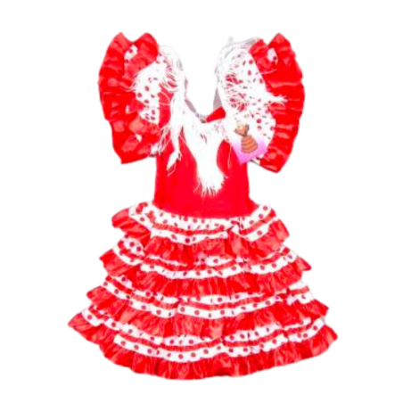 Disfraz Sevillana Rojo y Blanco Infantil