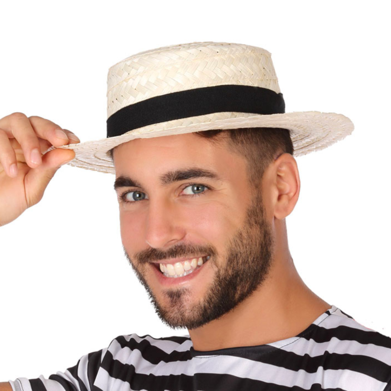 Sombrero de Paja con Cinta Negra para Hombre Adulto