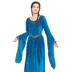Disfraz Vestido Princesa Medieval o Vikinga Terciopelo Azul para Mujer adulto
