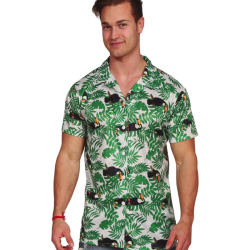Camisa Hawaiana con Palmeras y Tucanes