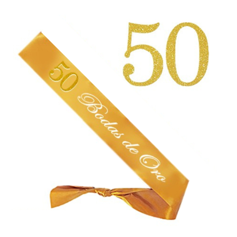 Banda Bodas de Oro 50 purpurina  Complemento perfecto para 50 aniversario