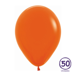 Globo Latex Sempertex Color Fashion Sólido Naranja Alto 30cm - Bolsa 50 Unidades
