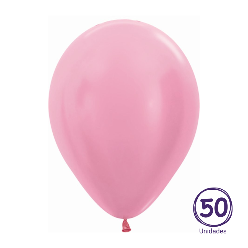 Globo Latex Sempertex Color Rosa Perlado Alto 30cm - Bolsa 50 Unidades