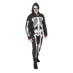 Disfraz Esqueleto Negro con Capucha Adulto