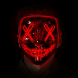 Máscara Macabra Negra con Luz Roja Adulto