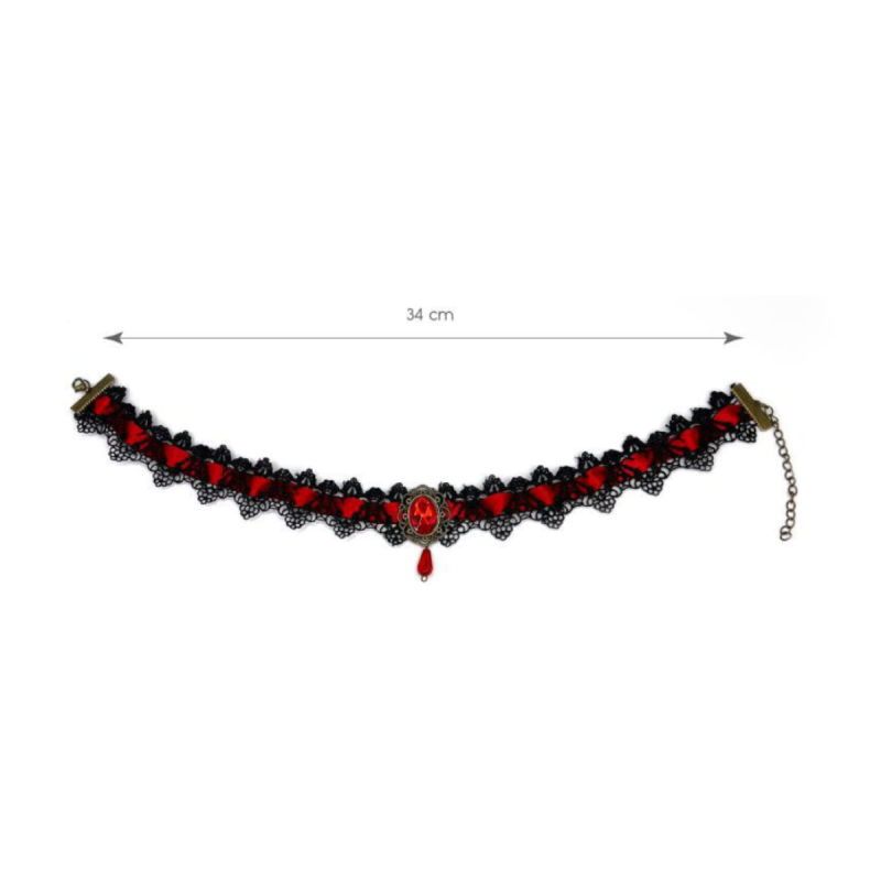 Collar Vampiresa Rojo y Negro 34cm