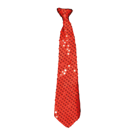 Corbata Roja de Lentejuelas 35 cm - Toque Festivo para Disfraces