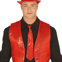 Corbata Roja de Lentejuelas 35 cm - Toque Festivo para Disfraces