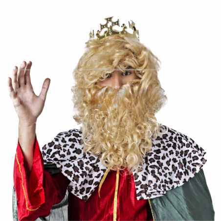 Peluca y Barba de Rey Mago Rubia para Adulto – Completa tu Disfraz Real