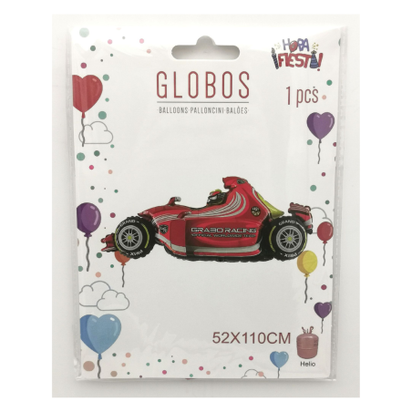 Globo Gigante Foil Coche F1 Rojo: Decoración Veloz para Fiestas - 52x110cm