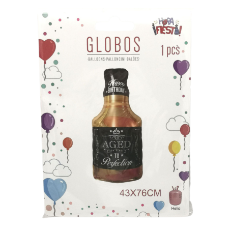 Globo de Celebración: Botella Whisky 'Happy Birthday' - 43x76cm