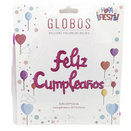 Globo de Letras 'Feliz Cumpleaños' para Fiestas - Rosa, 2 piezas