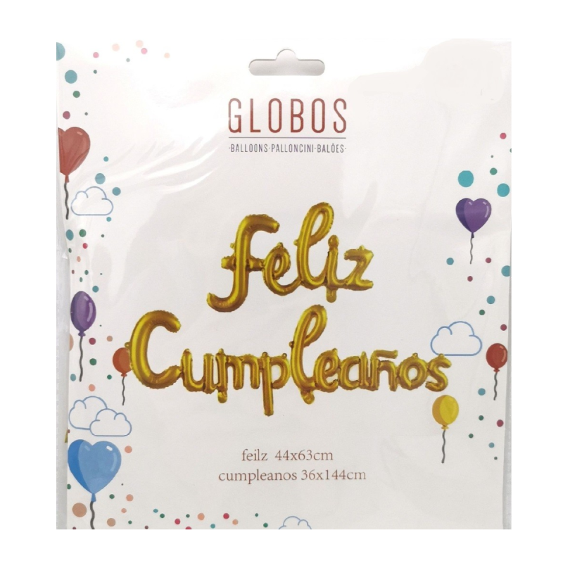 Globo de Letras 'Feliz Cumpleaños' para Fiestas - Oro, 2 piezas