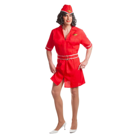 Disfraz Azafata Rojo Hombre - Perfecto para Fiestas y Carnaval