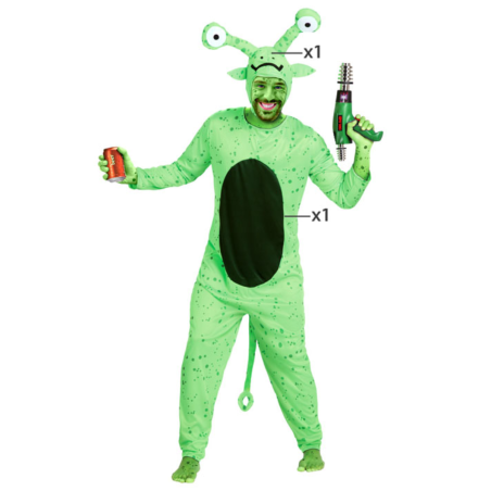 Disfraz Alien Verde Adulto - Invasión Extraterrestre para Carnaval