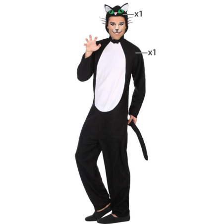 Disfraz de Gato Adulto – Mono con Cola y Gorro – Ideal para Carnaval