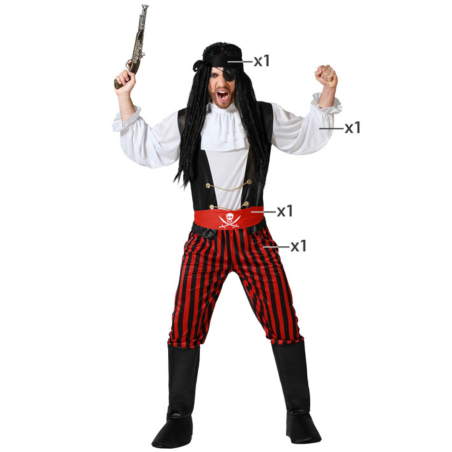 Disfraz de Pirata a Rayas para Hombre Adulto - Ideal para Carnaval y Fiestas Temáticas