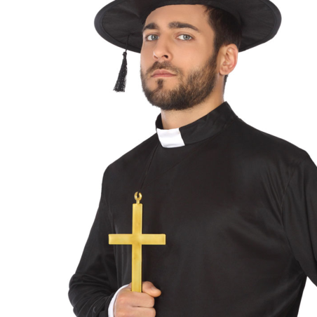 Cruz Dorada con Cordón 20cm - Complemento Disfraz Religioso