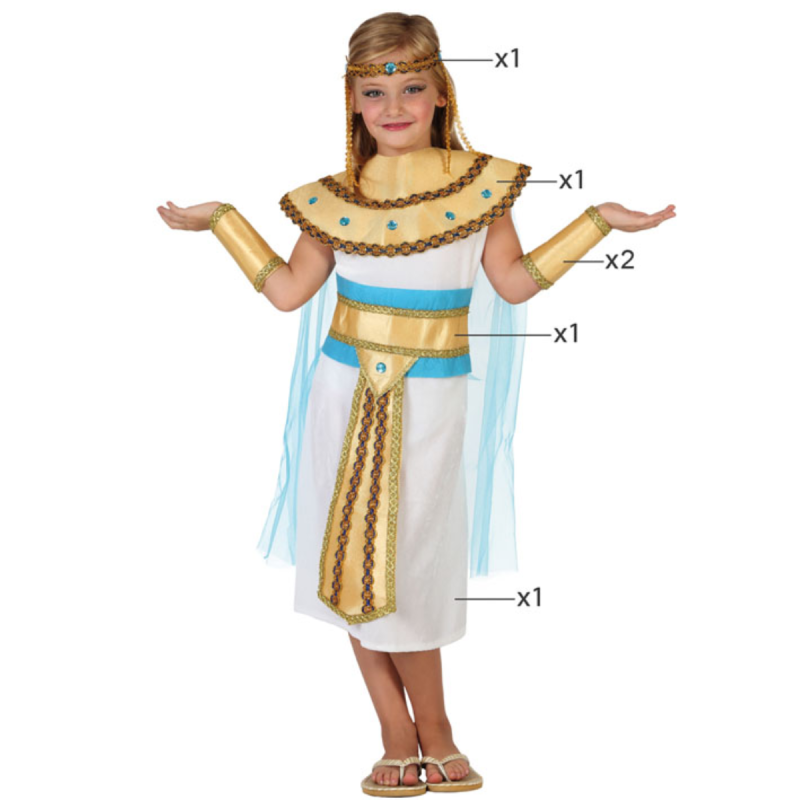 Disfraz de Egipcia Cleopatra para Niña - Reina Nefertiti Infantil