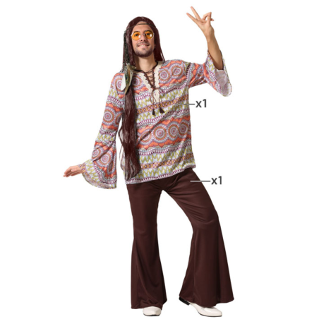 Disfraz Hippie para Hombres - Camiseta y Pantalón Estilo 60's