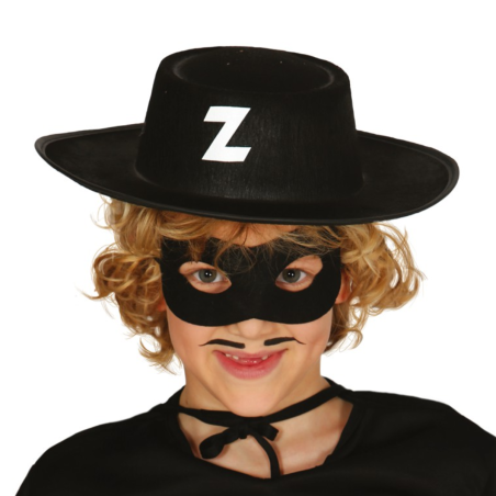 Sombrero Bandido 'Z' Negro Infantil - Aventuras de Héroe