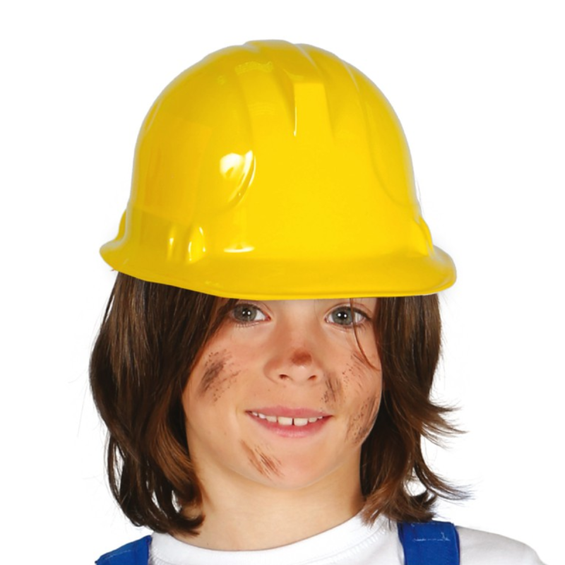 Hombre y mujer en ropa de trabajo mono de seguridad con casco amarillo