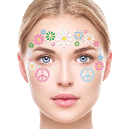 Joyas Faciales Hippie Flores - Accesorio Perfecto para Disfraces y Festivales